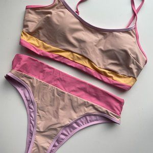 Devin Color Block High Waisted Bikini